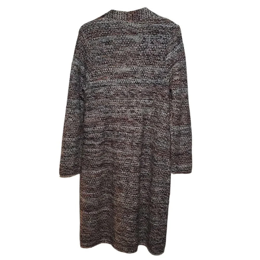 J Jill Marled Duster Cardigan Multicolor Brown 1 Button Sweater Womens Large - Picture 8 of 10